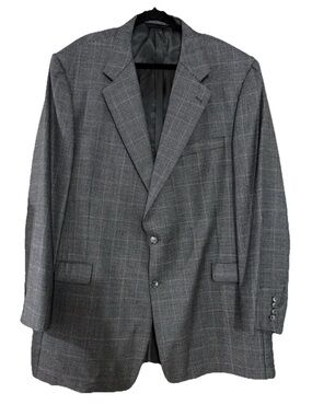 Burberry London Sport Coat Blazer 52R Wool Windowpane Houndstooth Big Tall